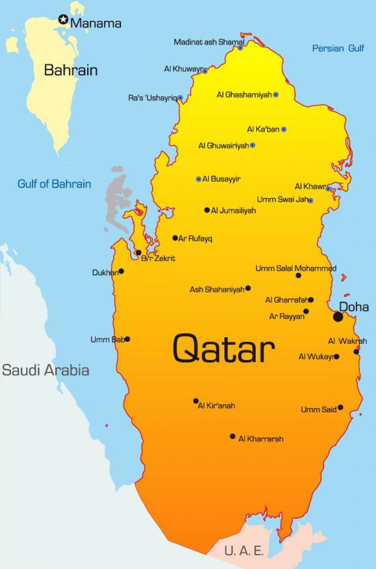 卡塔尔空白线描图 - 卡塔尔地图 - 地理教师网